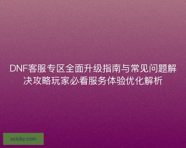 DNF客服专区全面升级指南与常见问题解决攻略玩家必看服务体验优化解析
